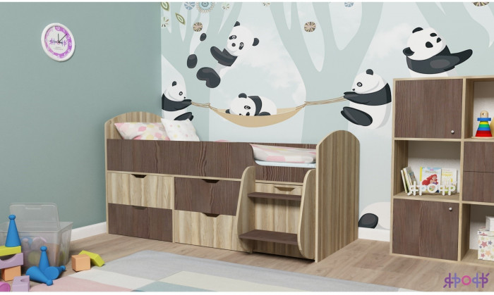 Кровать-чердак Малыш 7 (Винтерберг/Ясень Анкор темный)