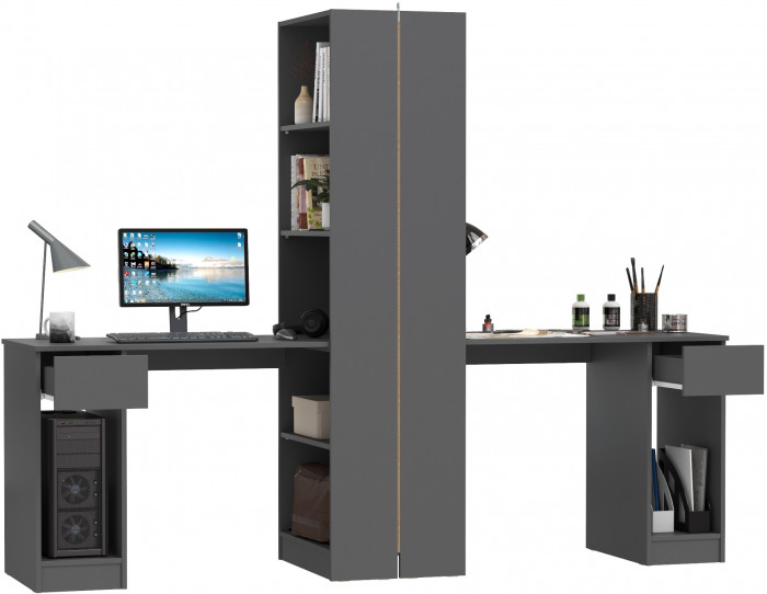 Лайт Шкаф комбинированный 10.01 + 10.01, тёмно-серый