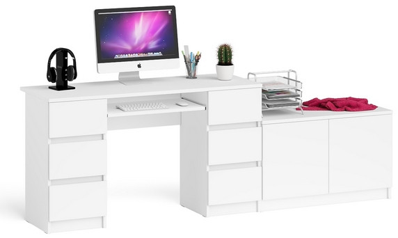 Мори компьютерный стол МС-2 + Тумба МА900.1, белый