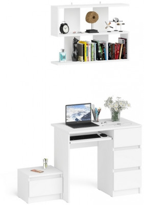 Мори Стол компьютерный МС-6 правый + Тумба ТМП400.1 + Полка 900, цвет белый, ШхГхВ 130,4х50х209,6 см., НЕ универсальная сборка