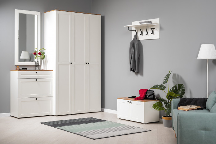 Остин 15.12 Вешалка, цвет белый шагрень, ШхГхВ 79,7х29,6х39,7 см.