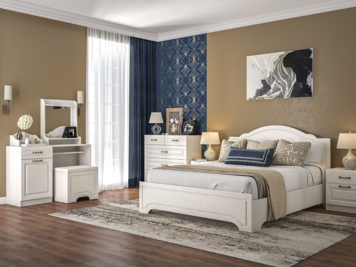 Ливерпуль Стол туалетный 12.46 + Полка 10.118 + Полка 10.117, ясень ваниль/белый