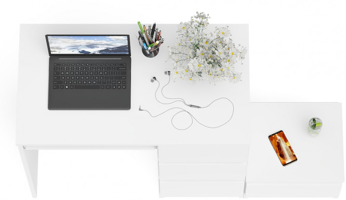 Мори компьютерный стол МС-6 правый + Тумба ТМП400.1, белый