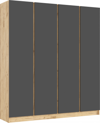 Келвин Шкаф 4-х створчатый 2000, Графит, Дуб Крафт