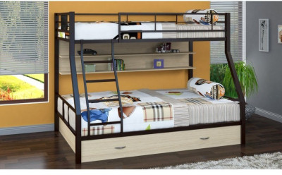 Двухъярусная кровать Гранада-1ПЯ, коричневая / Дуб (Дуб Сонома, Серый)