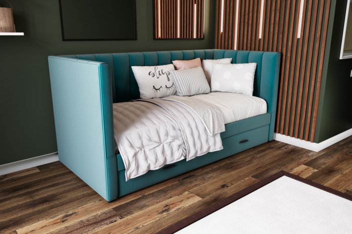 Подростковая кровать "Нега" с бортами (интерьерная), Бирюза