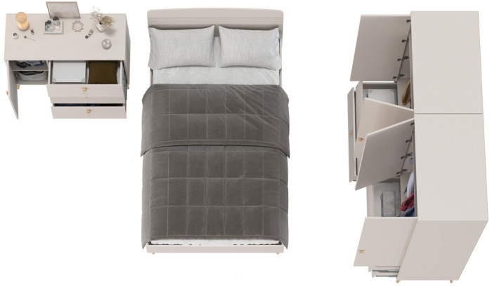 Афина Спальня 18-1200, цвет кашемир серый, сп.м. 1200х2000 мм., б/м, основание есть - фанера