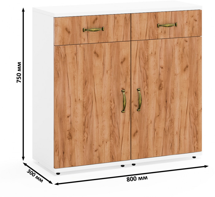Лидер-8 Тумба МД 3.15 2 шт., цвет белый шагрень/крафт золото, ШхГхВ 80х30х75 см., универсальная сборка