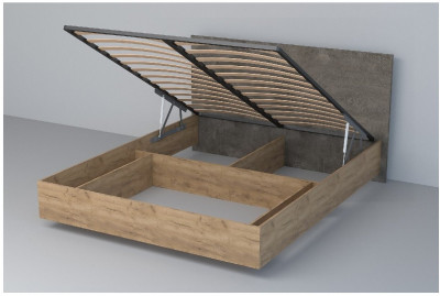 Кровать 1,4 арт.031 (ЛДСП) ПМ. (Дуб Крафт Золотой/Камень Темный)