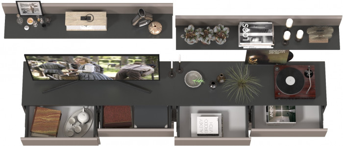 Сидней Комплектация № 044, корпус: антрацит/фасады: МДФ веллюто капучино