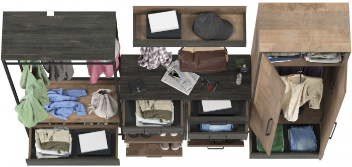 Трувор Прихожая 238, дуб гранж песочный/интра