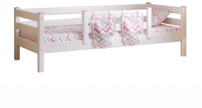 Кровать Соня (вариант 4) с защитой по центру, белый