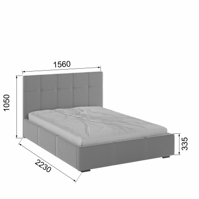 Рио Кровать интерьерная 140 светло-серый квадрат, ортопед