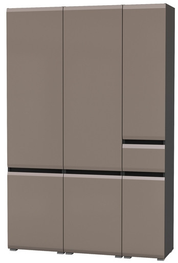 Сидней 13.200 Шкаф 2 штуки + Шкаф с ящиком 13.202, корпус: антрацит/фасады: МДФ веллюто капучино