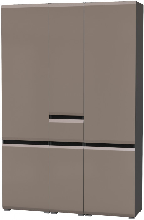 Сидней 13.200 Шкаф 2 штуки + Шкаф с ящиком 13.202, корпус: антрацит/фасады: МДФ веллюто капучино