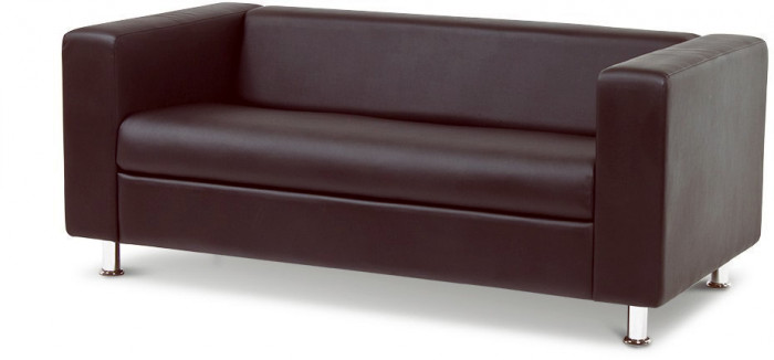 Кожаный диван Клиппан 3-х местный, прямой, цвет коричневый