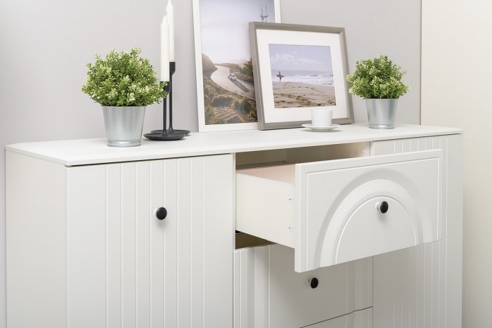 Валенсия Гостиная № 104, ЛДСП белый шагрень/МДФ белый шагрень