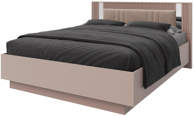 Кровать полутороспальная 120х200 "Харди" с зеркальными вставками - Латте/Ирландский ликер