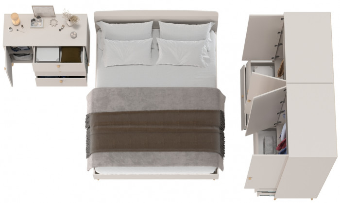 Афина Спальня 18-1600, цвет кашемир серый, сп.м. 1600х2000 мм., б/м, основание есть - фанера