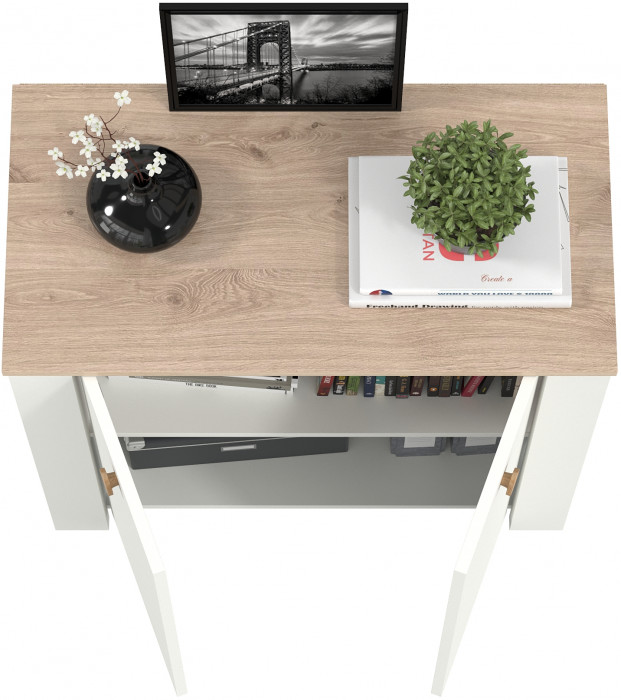 Джастин 16.228.02 Комод, цвет белый шагрень/дуб белый эксклюзив, ШхГхВ 76,6х39,2х75,3 см. (две дверки)