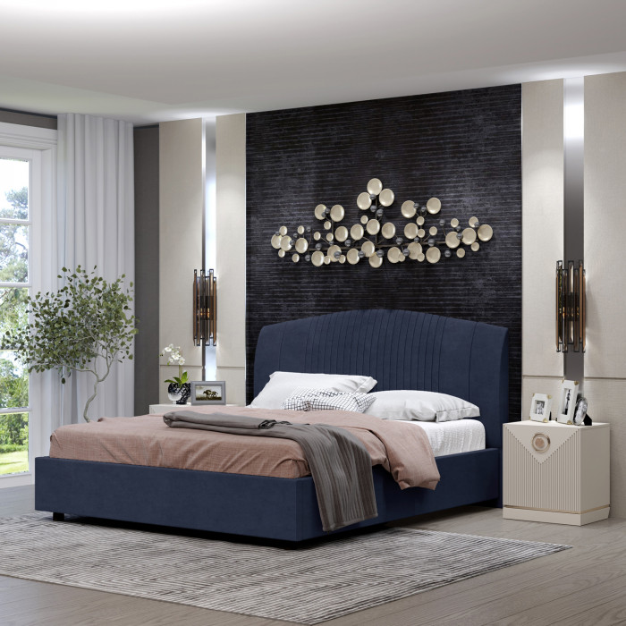 Кровать-12М с подъемным основанием 1600 темно-синяя