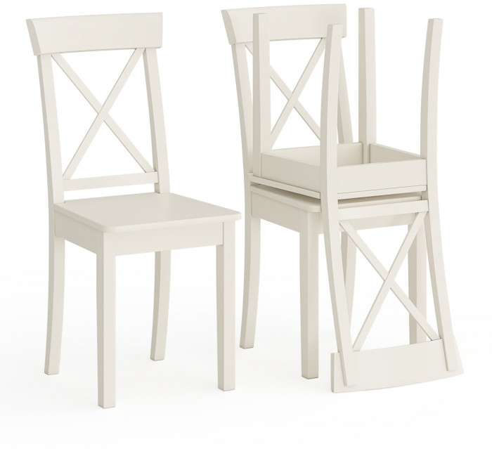 Три стула Мебель--24 Гольф-14 разборных, цвет слоновая кость, деревянное сиденье цвет слоновая кость, ШхГхВ 41х42х95 см., от пола до верха сид. 47 см.