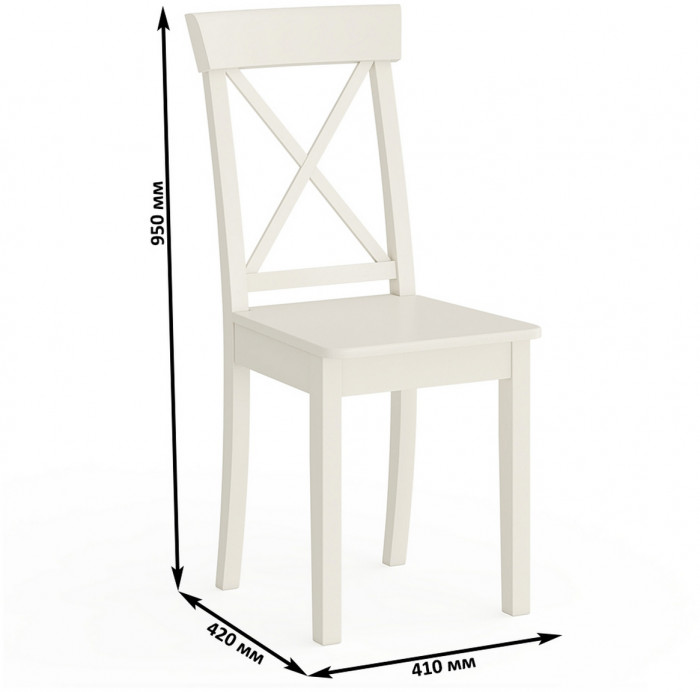 Три стула Мебель--24 Гольф-14 разборных, цвет слоновая кость, деревянное сиденье цвет слоновая кость, ШхГхВ 41х42х95 см., от пола до верха сид. 47 см.