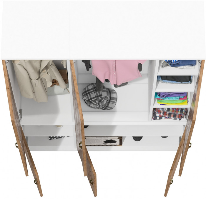 Лидер-8 Модуль Пенал МД 21Б + Шкаф МД 20Б, цвет белый шагрень/крафт золото, ШхГхВ 120х37,5х190 см., НЕ универсальная сборка