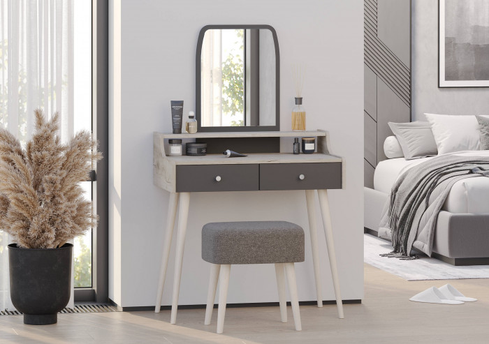 Трюмо 4-25916дкс/граф, дуб крафт серый/графит