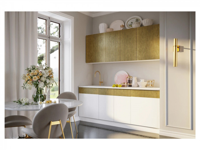 Кухня МДФ Оливия 2000 Белый снег софт / Графит софт, Антарес