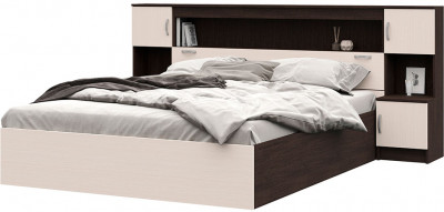 КР 552 Бася ЛДСП кровать с закроватным модулем венге/белфорт