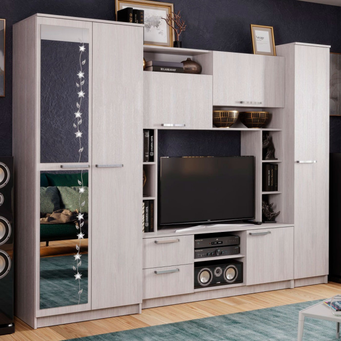 Гостиная "Флора" (2700х2100х540) ясень белый