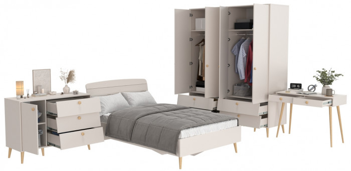 Афина Спальня 19-1200, цвет кашемир серый, сп.м. 1200х2000 мм., б/м, основание есть - фанера