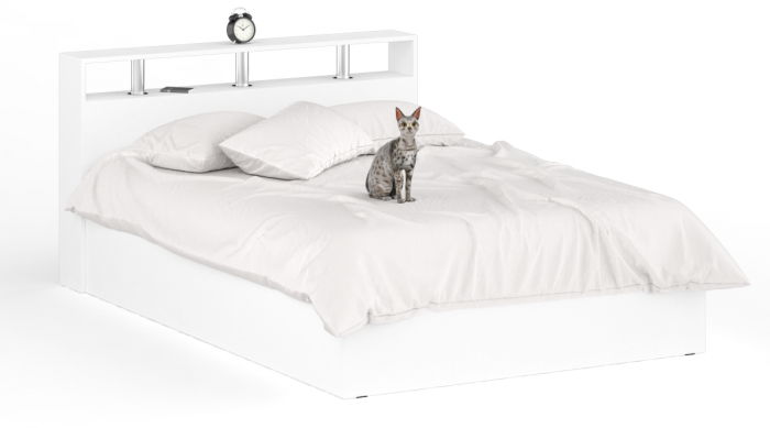 Камелия спальня № 5 Кровать 1400 + Две тумбы + Комод + Зеркало, белый