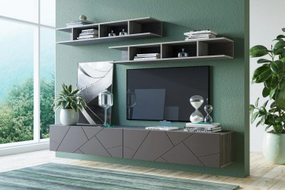 Гостиная Summit комплектация 12 Ясень анкор тёмный/софт графит/капучино