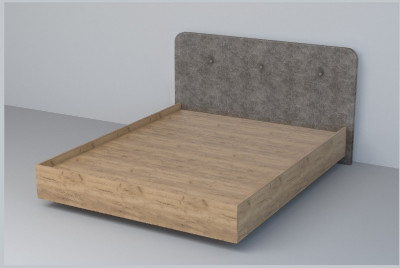 Кровать 1,4 арт.031 (Пуговицы) ЛН. (Дуб Крафт Золотой/Стальной Серый)