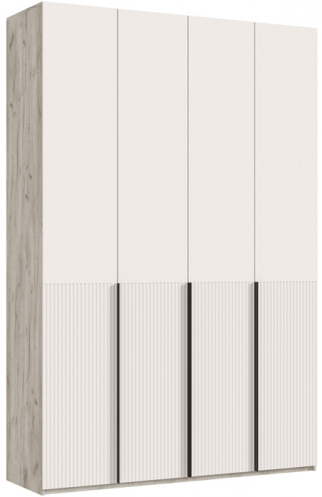 Марвэл Шкаф 4-х створчатый 1600, с доп.ящиками, Крафт серый/Кашемир