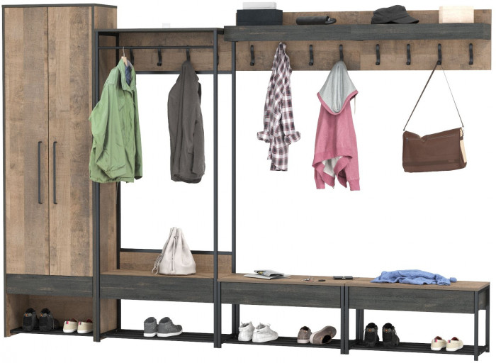 Трувор Прихожая 243, дуб гранж песочный/интра