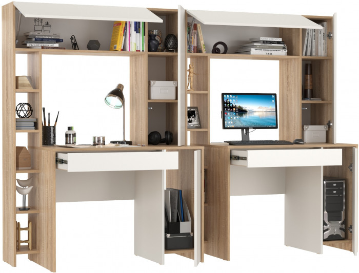 компьютерный стол Комфорт 12.71 + компьютерный стол Комфорт 12.71, дуб сонома/белый