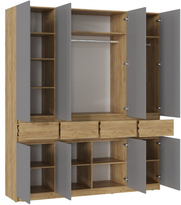 Шкаф Бостон ЛДСП ШК-004 (Серый Шифер, Дуб Крафт Золотой)