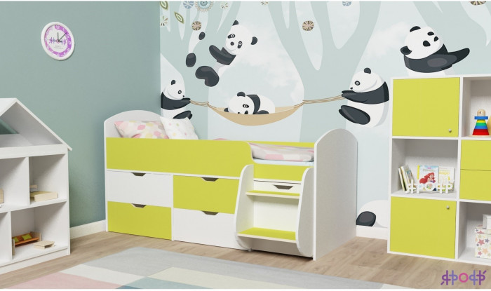 Кровать-чердак Малыш 7 (Дуб молочный/Винтерберг)