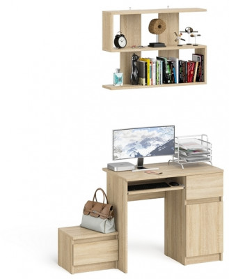 Мори Стол компьютерный МС-1 правый + Тумба ТМП400.1 + Полка 900, цвет дуб сонома, ШхГхВ 130,4х50х209,6 см., НЕ универсальная сборка