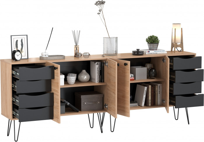 Брюс Комод-тумба 16.233 + Брюс Комод-тумба 16.233, цвет чёрный/Battle rock Santiago, ШхГхВ 226,8х38,3х85,6 см., универсальная сборка