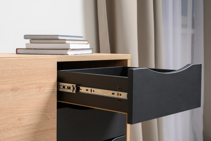 Брюс Комод-тумба 16.233 + Брюс Комод-тумба 16.233, цвет чёрный/Battle rock Santiago, ШхГхВ 226,8х38,3х85,6 см., универсальная сборка