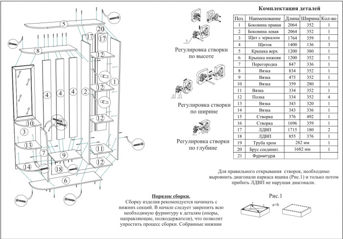 Прихожая Ксения-2, цвет ясень шимо светлый/ясень шимо тёмный, ШхГхВ 120х38х212 см., НЕ универсальная сборка