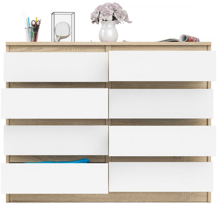 Мори Комод МК1200.8, цвет дуб сонома/белый, ШхГхВ 120,4х41х94 см.