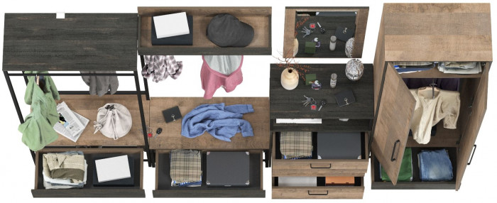 Трувор Прихожая 244, дуб гранж песочный/интра