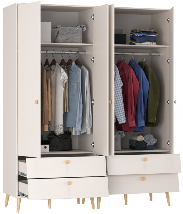 Афина Спальня Шкаф 2-х дверный с двумя ящиками х 2, кашемир серый