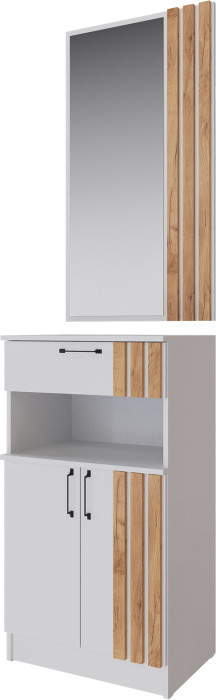 Кано Тумба с зеркалом КПТ белый/дуб крафт золотой