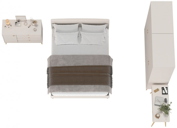 Афина Спальня 19-1600, цвет кашемир серый, сп.м. 1600х2000 мм., б/м, основание есть - фанера